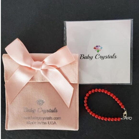 NWT Baby Crystals Infant Baby Girl Red Bracelet for Protection - Picture 2 of 6